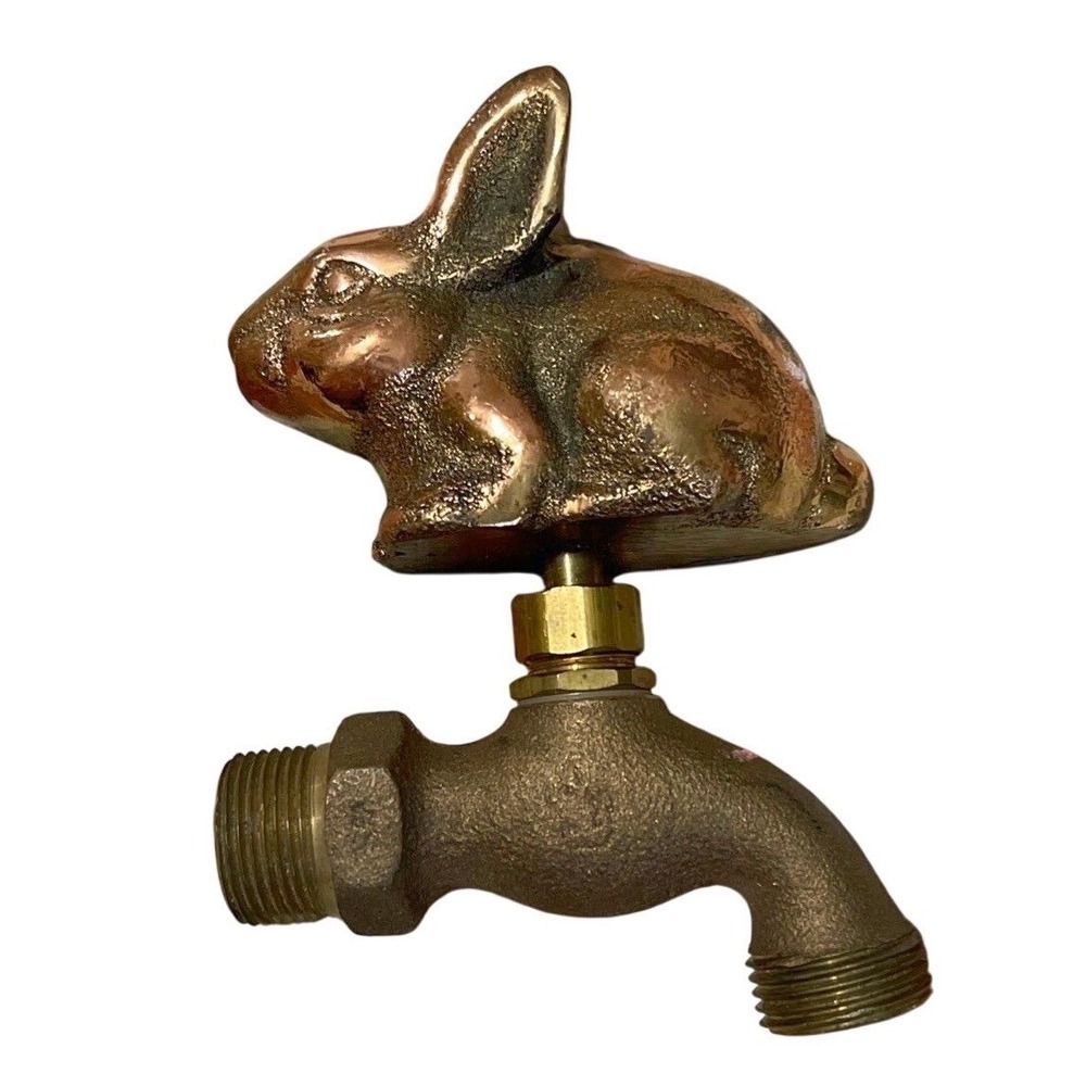 Antique BRASS‎ Bunny Rabbit Spigot Outdoor Garden Water Faucet Hose Tap